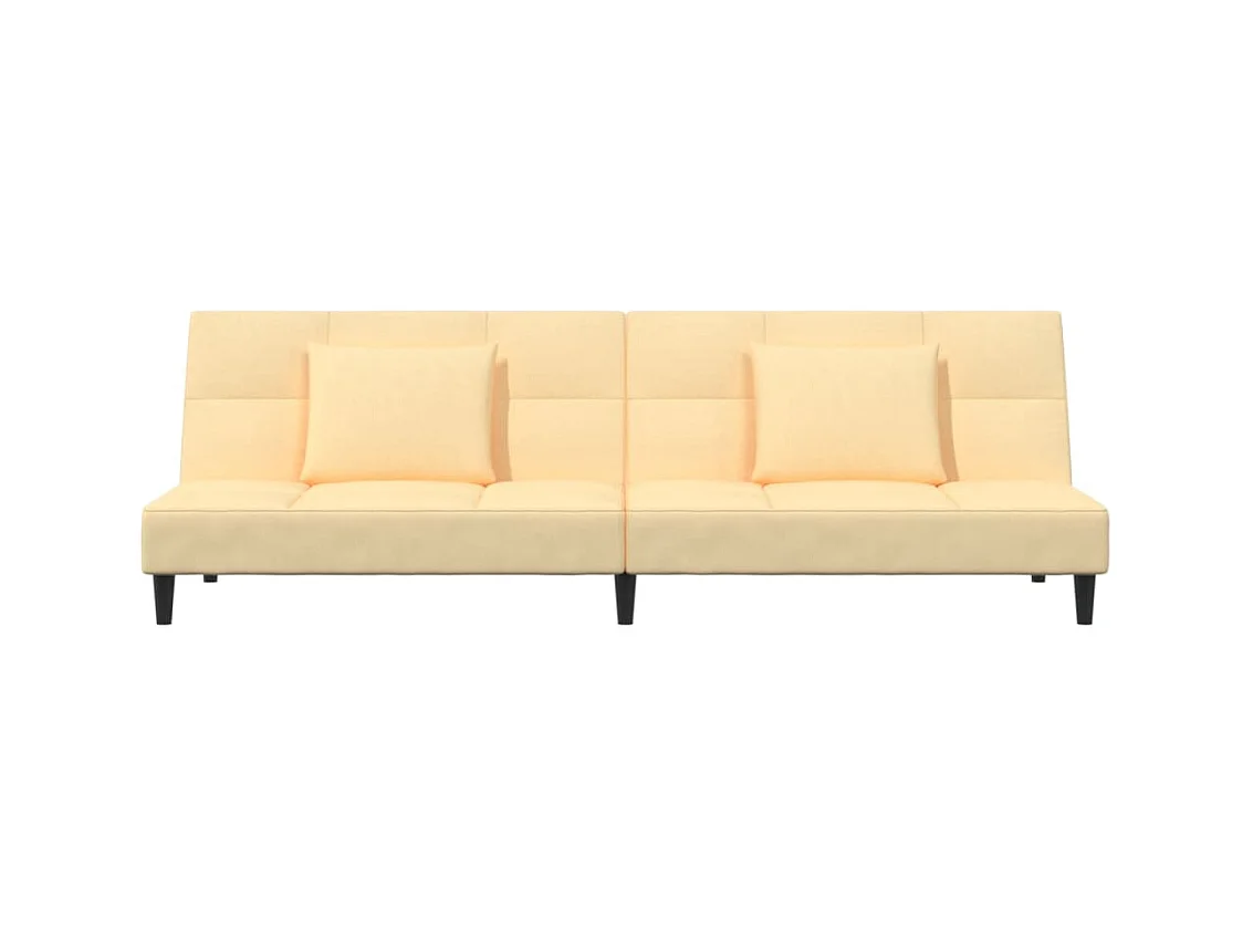Sofá-cama 2 lugares com duas almofadas veludo cor creme