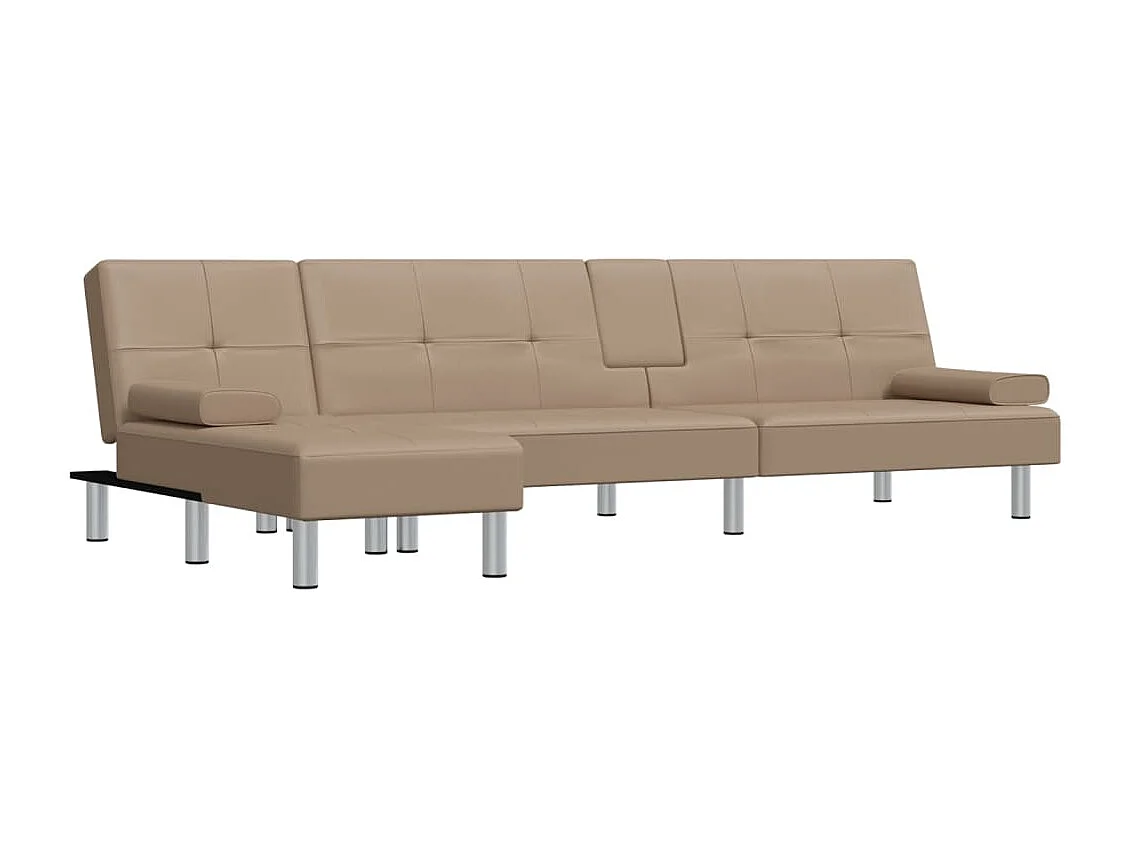 Canapé-lit en forme de L cappuccino 255x140x70 cm similicuir