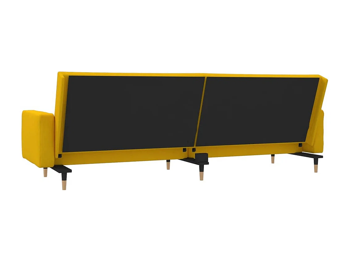 Divano Letto a 2 Posti con 2 Cuscini Giallo in Velluto