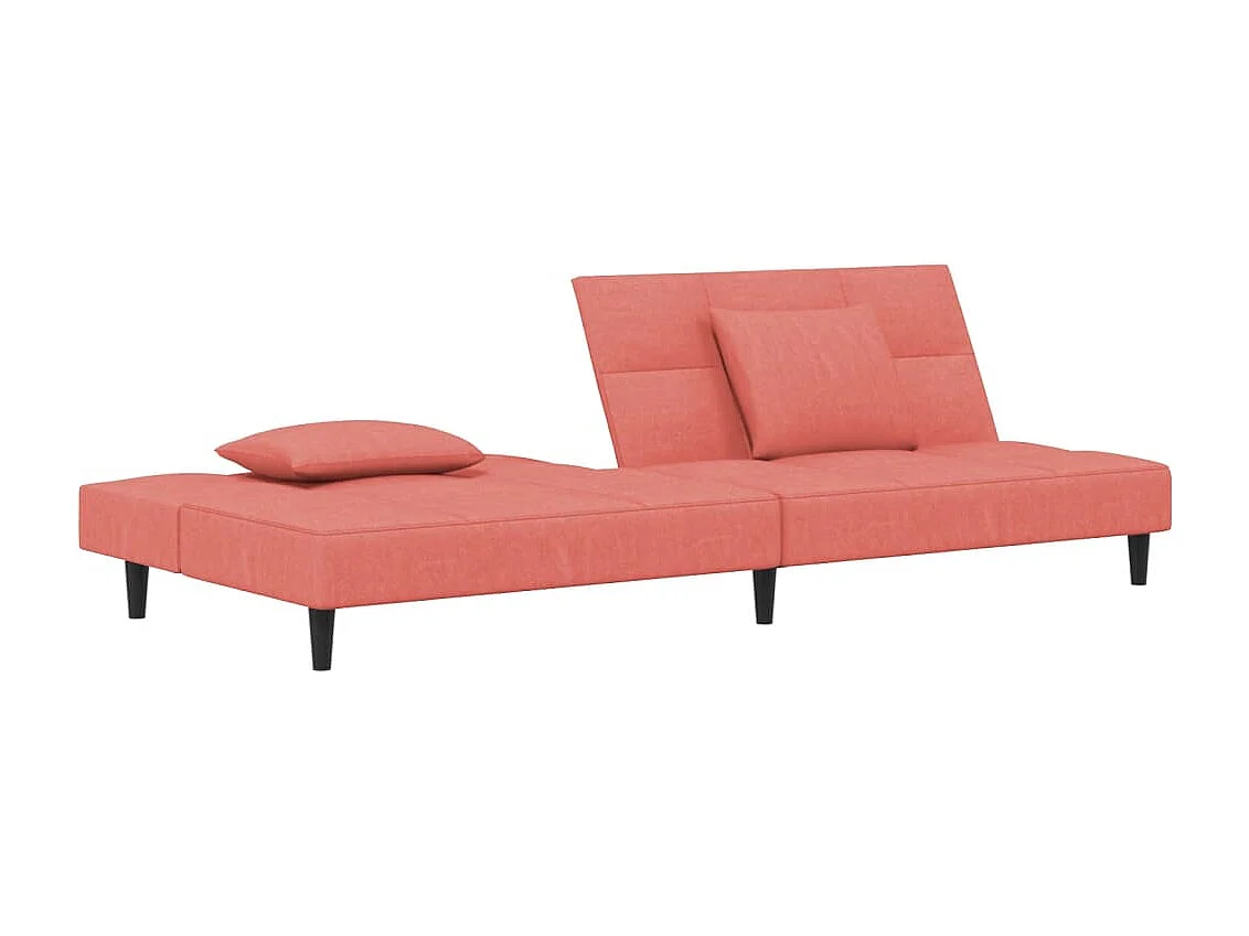 Sofá-cama 2 lugares com duas almofadas veludo rosa