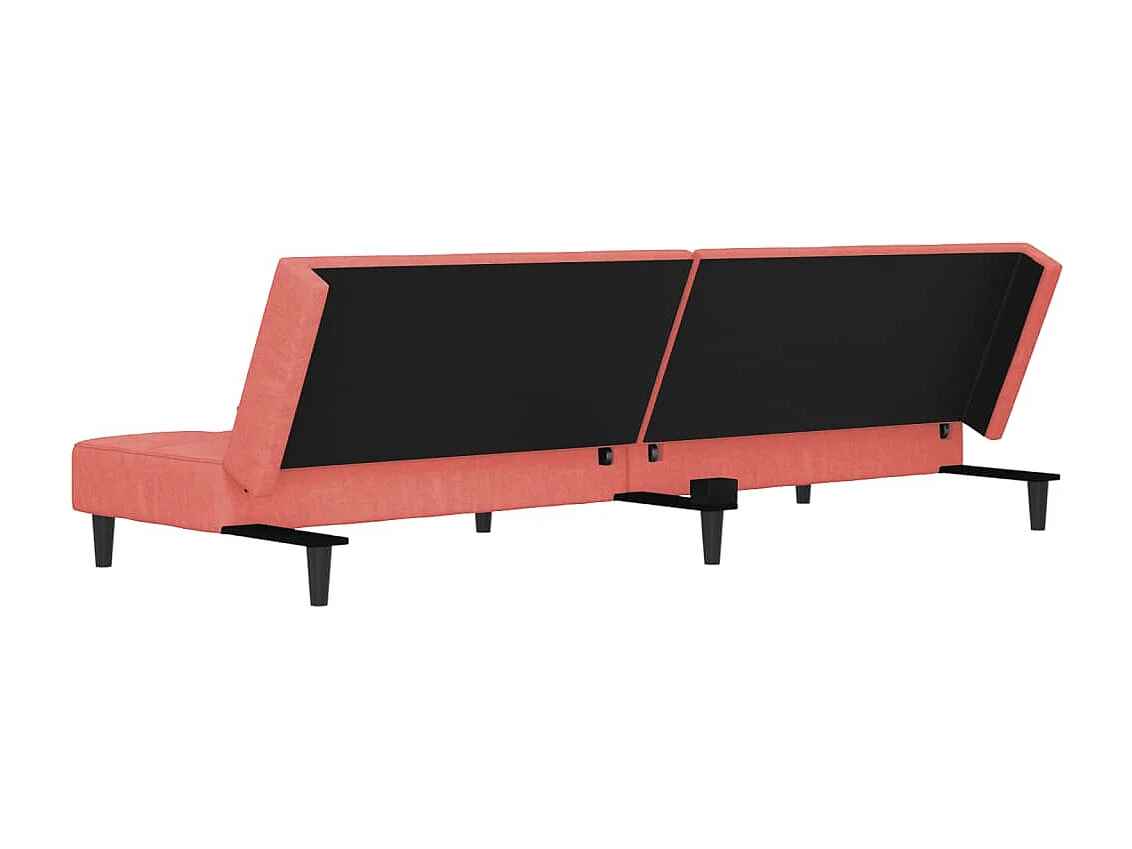 Sofá-cama 2 lugares com duas almofadas veludo rosa