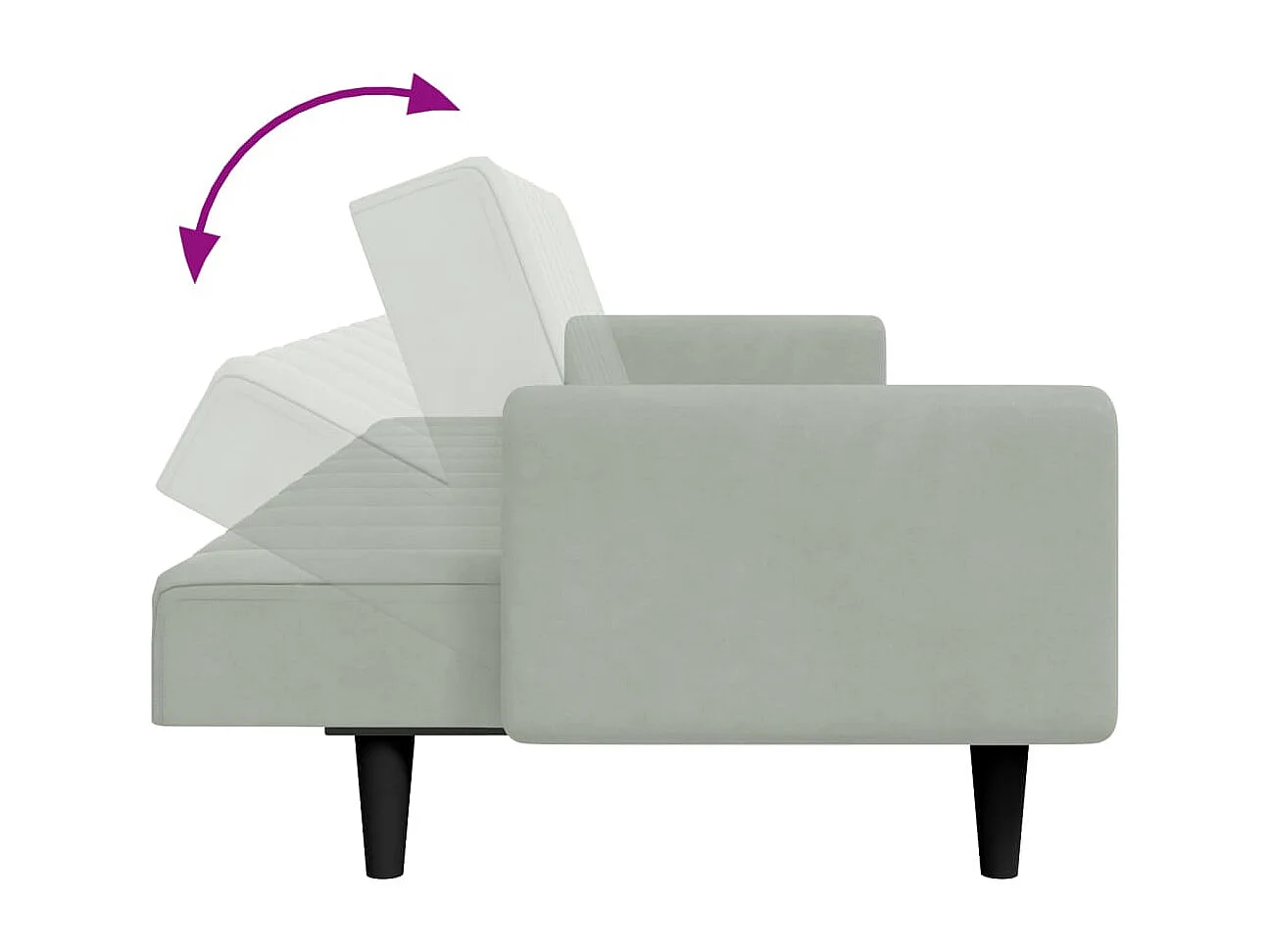 Sofá-cama 2 lugares c/ apoio de pés veludo cinza-claro