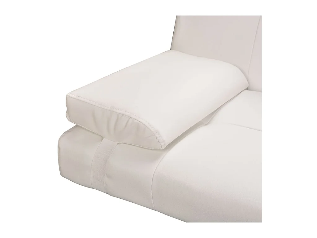 Sofá-cama ajustável c/ 2 almofadas couro artificial branco nata