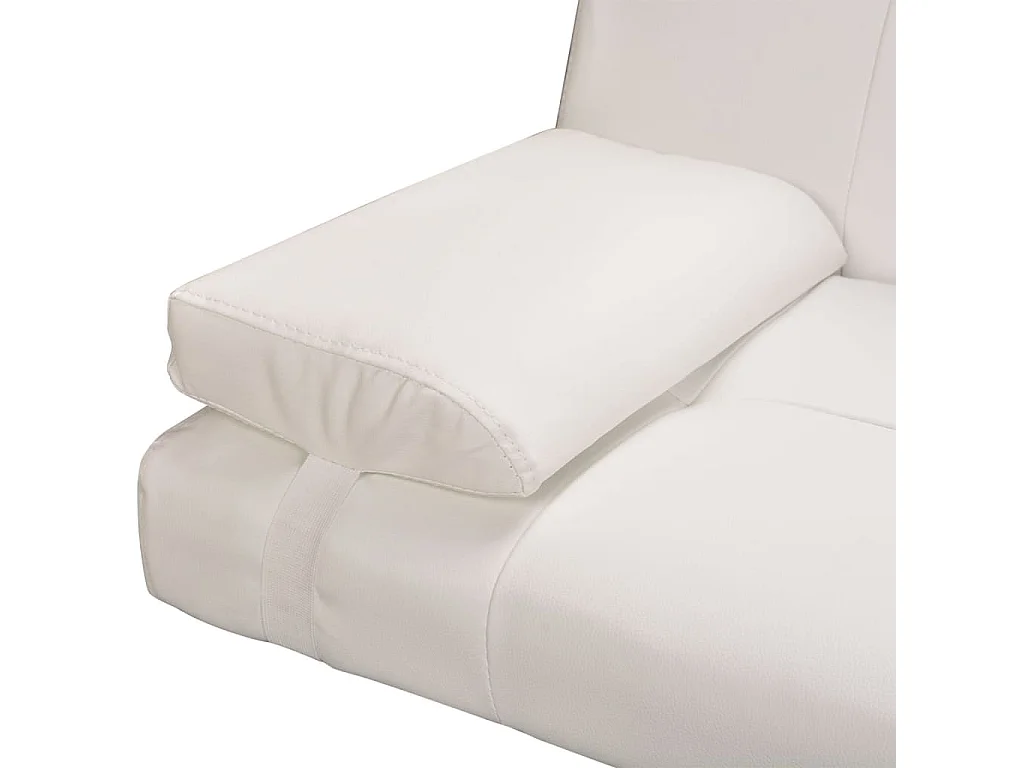 Divano Letto con 2 Cuscini Similpelle Regolabile Bianco Crema