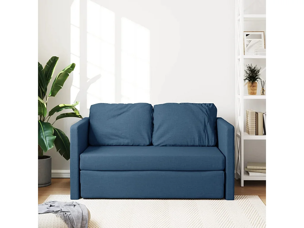 Sofá cama de suelo 2 en 1 tela azul 112x174x55 cm