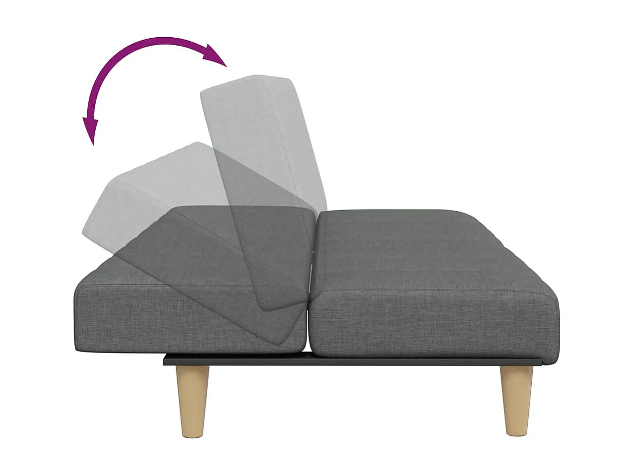 Sofá cama de 2 plazas con taburete tela gris oscuro