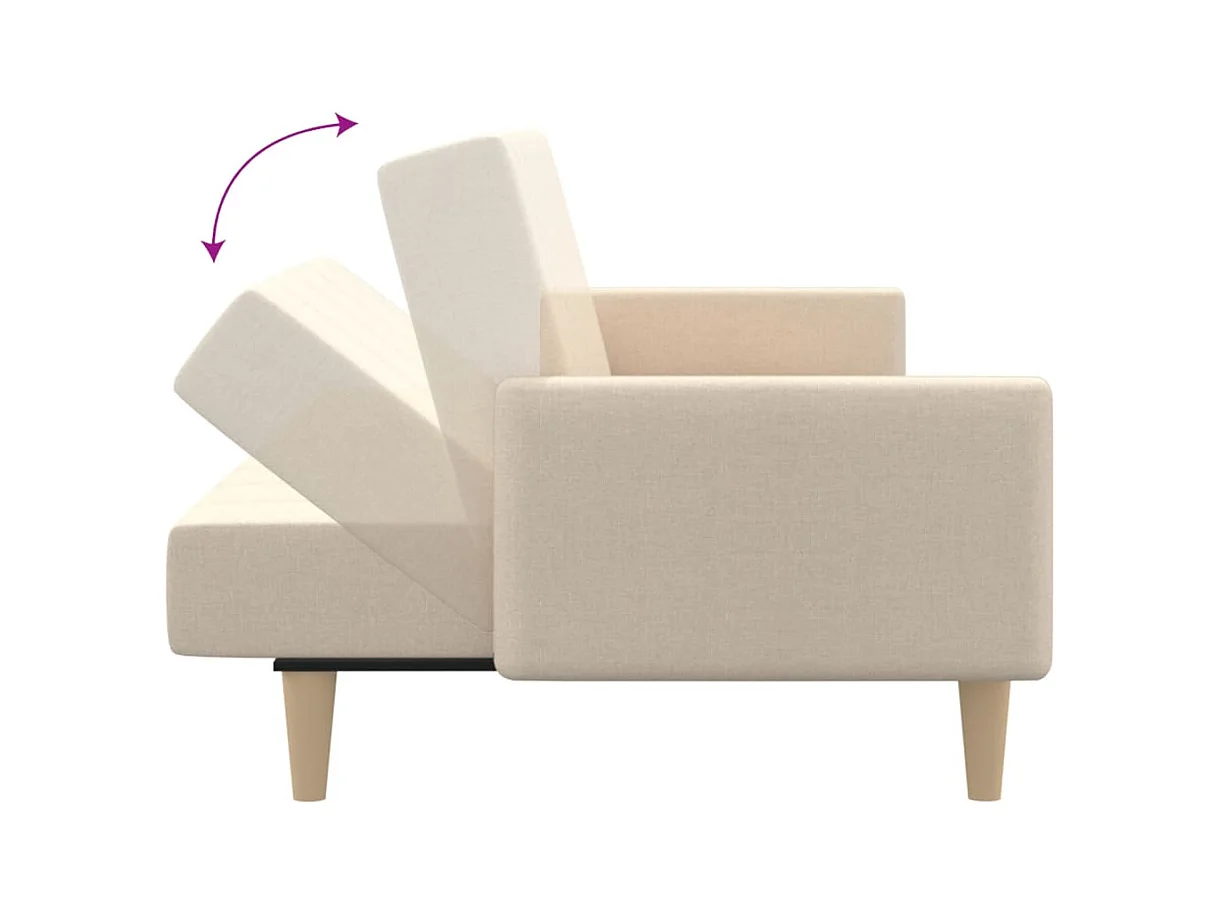 Divano Letto a 2 Posti Crema in Tessuto