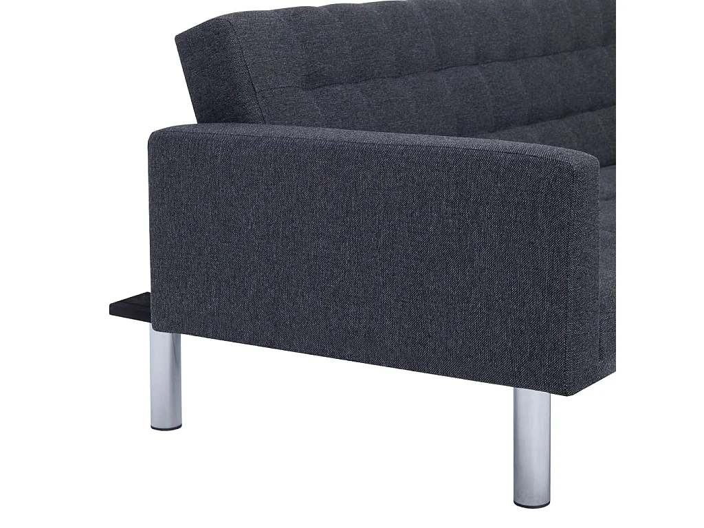 Canapé-lit en forme de L gris foncé polyester