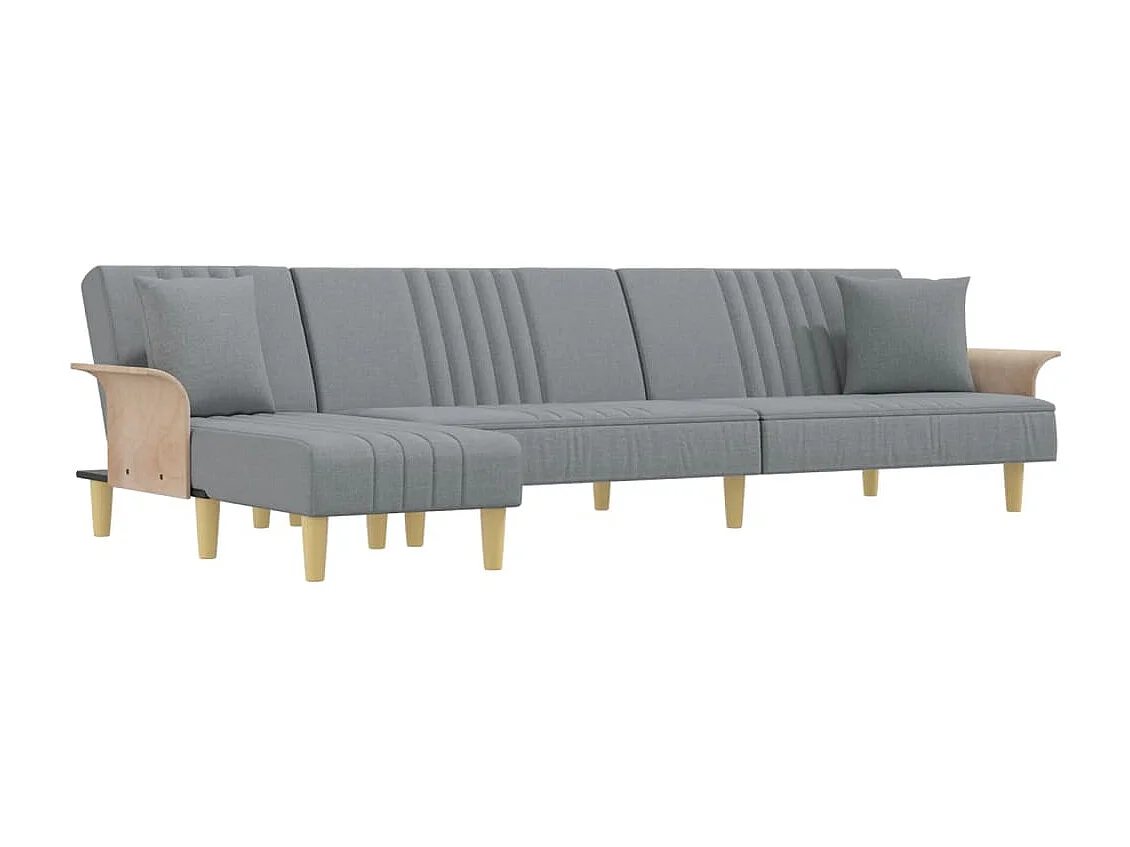 Schlafsofa in L-Form Hellgrau 279x140x70 cm Stoff
