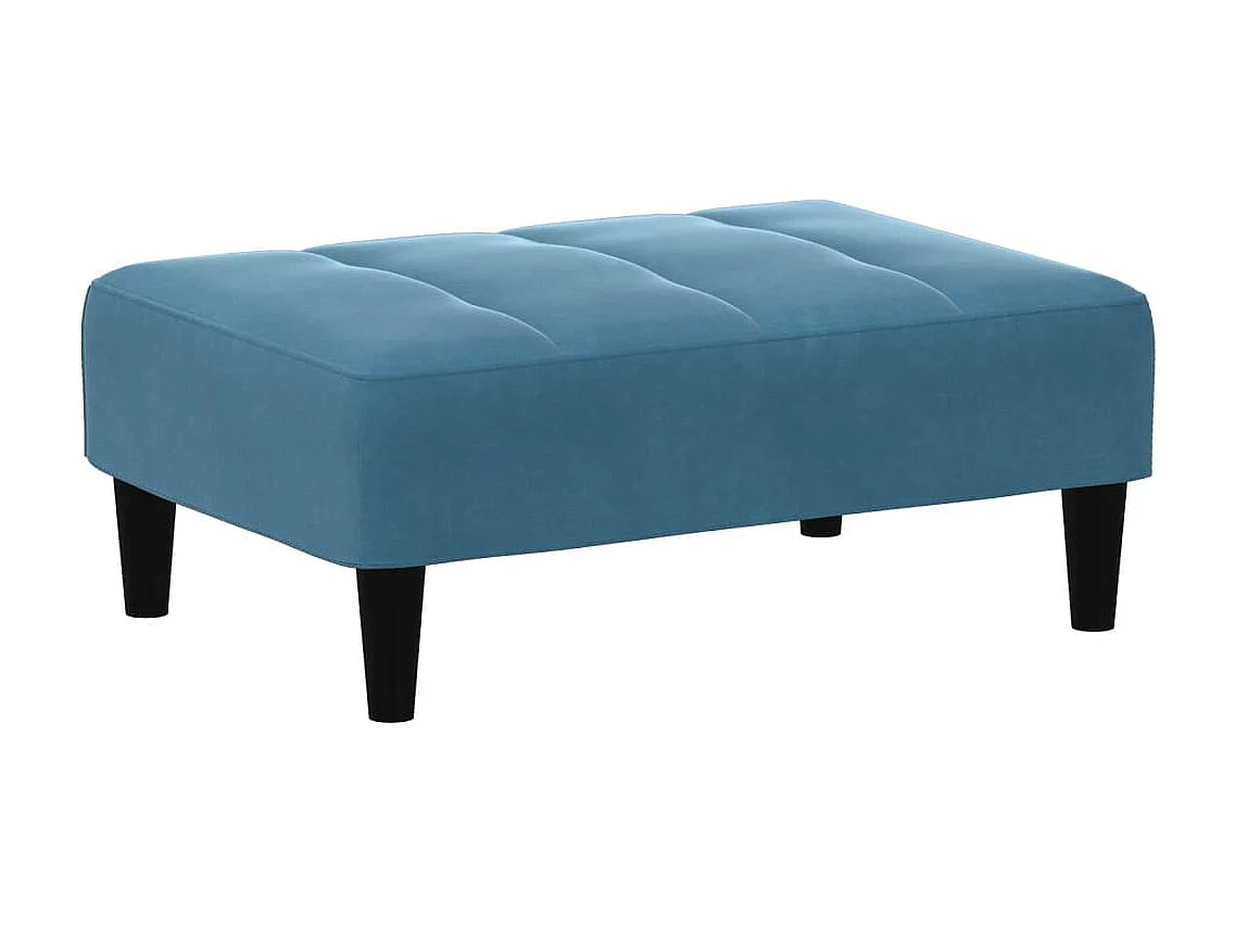 Sofá cama de 2 plazas con taburete terciopelo azul