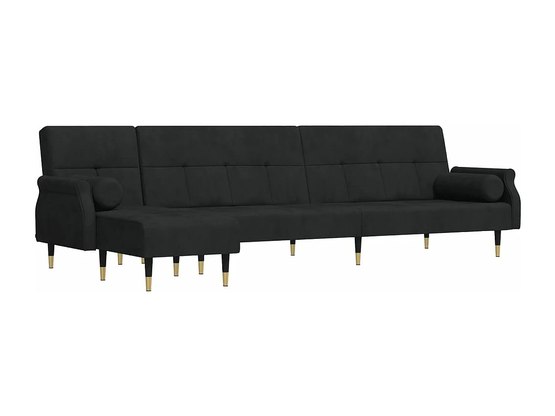 Divano Letto a L Nero 271x140x70 cm in Velluto