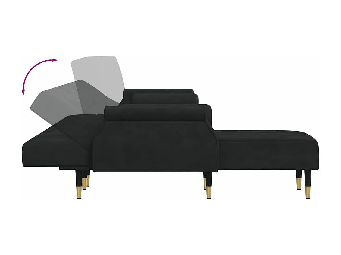 Divano Letto a L Nero 271x140x70 cm in Velluto