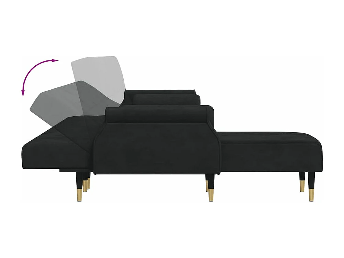 Divano Letto a L Nero 271x140x70 cm in Velluto