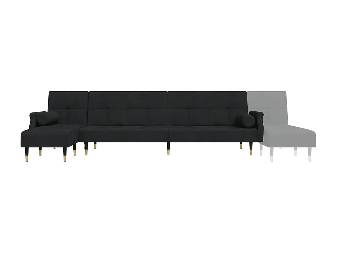 Divano Letto a L Nero 271x140x70 cm in Velluto