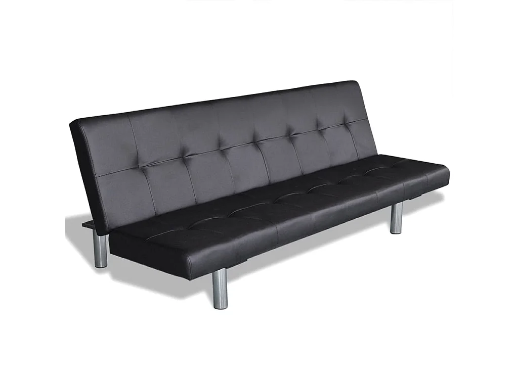 Sofá cama con dos cojines cuero artificial ajustable negro