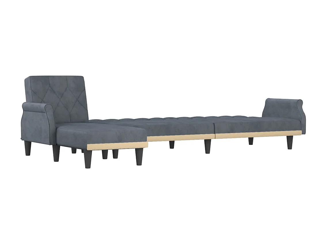 Divano Letto a L Grigio Scuro 271x140x70 cm in Velluto