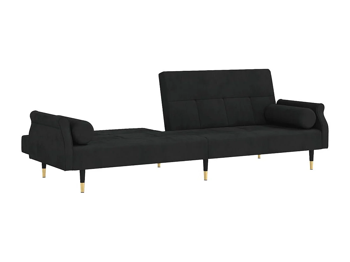 Schlafsofa mit Kissen Schwarz Samt