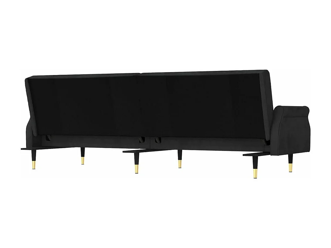 Divano Letto con Cuscini Nero in Velluto