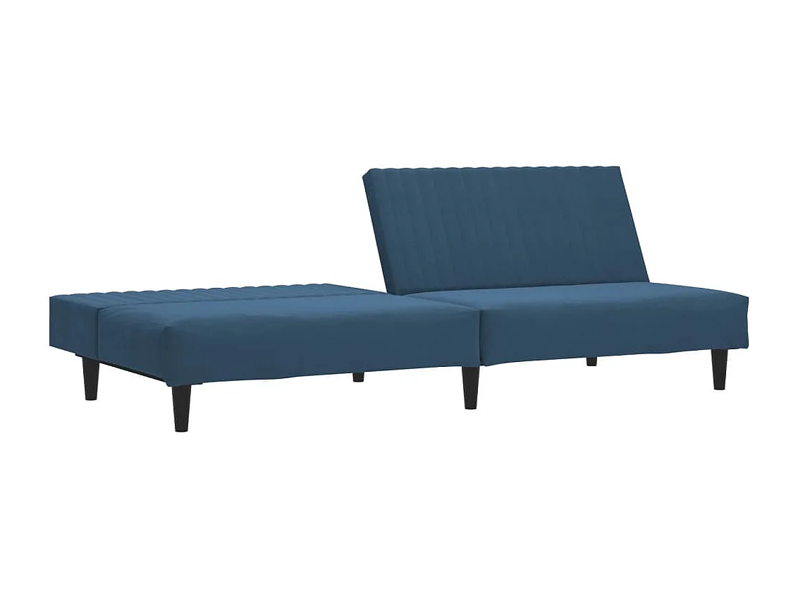 Sofá-cama de 2 lugares veludo azul