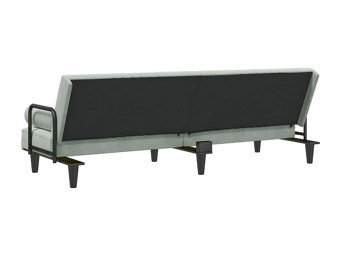 Canapé-lit avec accoudoirs gris clair velours