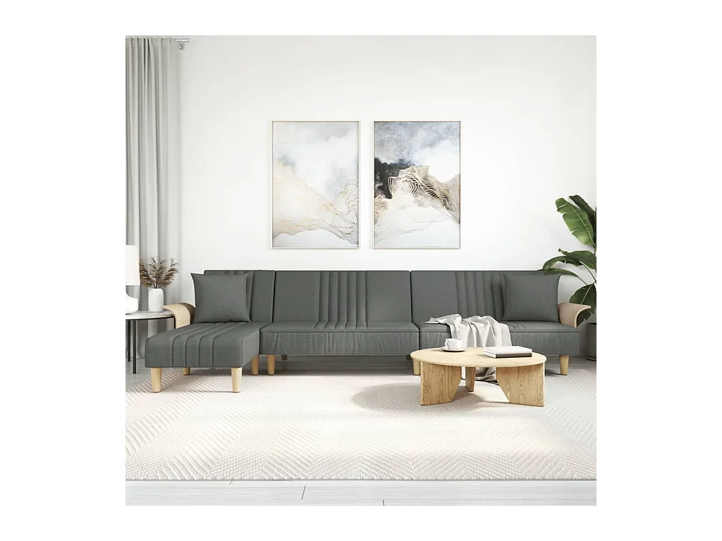 Schlafsofa in L-Form Dunkelgrau 279x140x70 cm Stoff