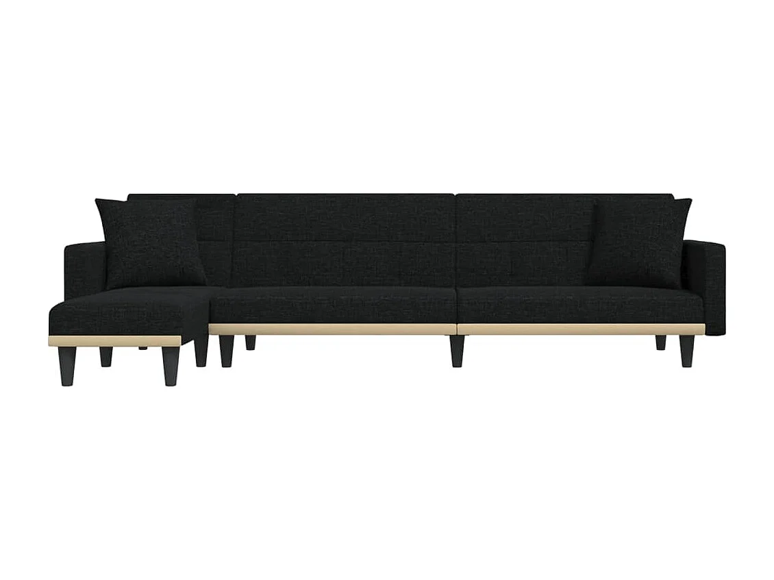 Canapé-lit en forme de L noir 275x140x70 cm tissu