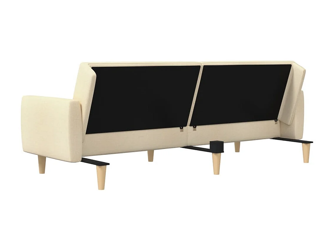 Sofá-cama de 2 lugares tecido cor creme