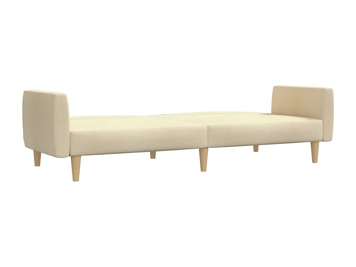 Sofá-cama de 2 lugares tecido cor creme