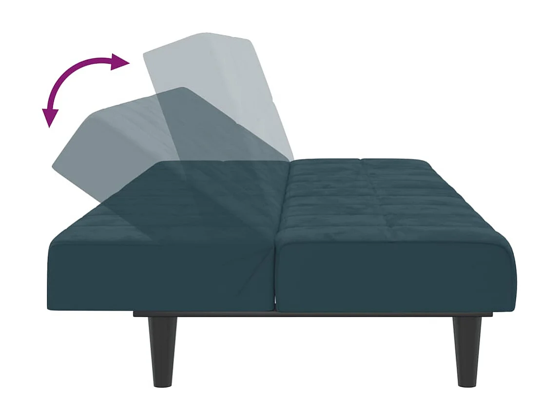 Sofá-cama de 2 lugares veludo azul