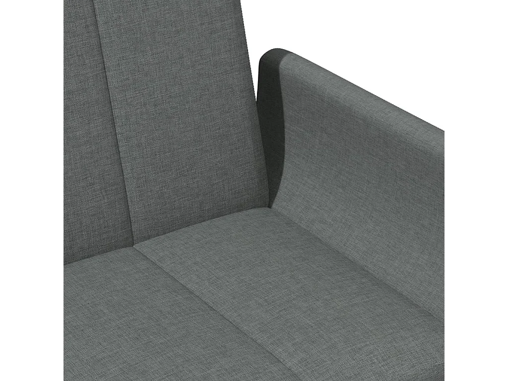 Divano Letto 2 Posti con Poggiapiedi Grigio Scuro in Tessuto