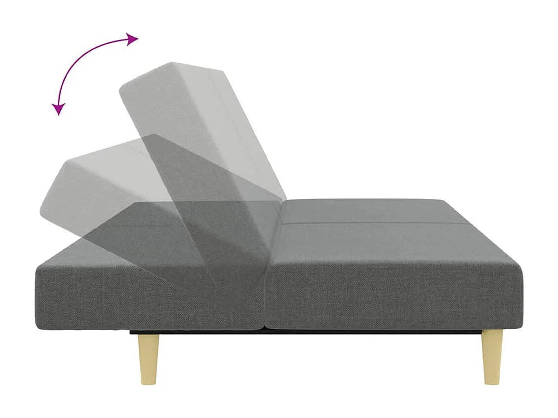 Divano Letto 2 Posti con Poggiapiedi Grigio Scuro in Tessuto