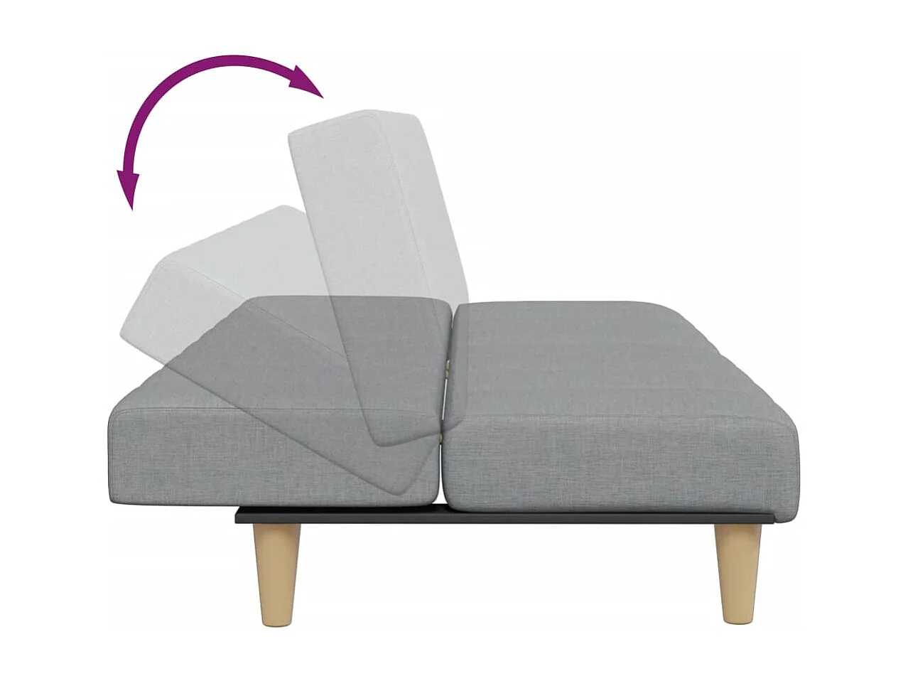 Slaapbank 2-zits met voetenbank stof lichtgrijs