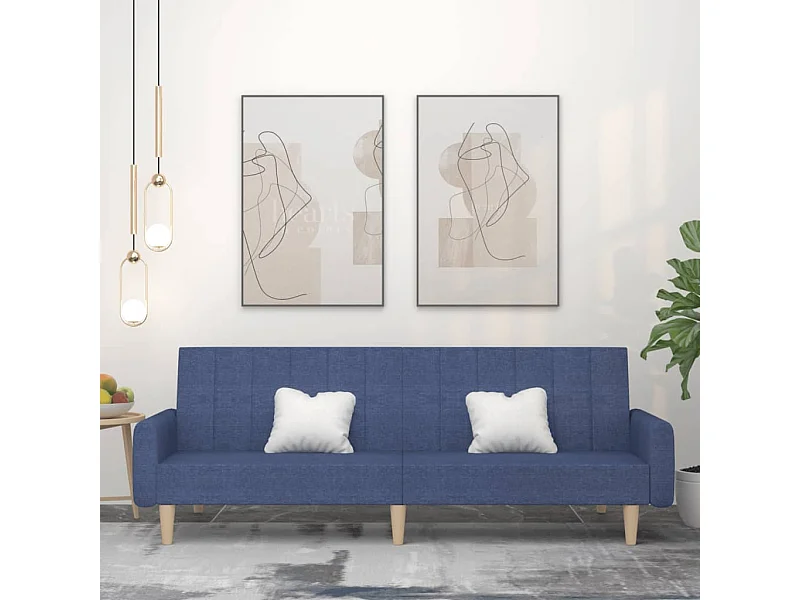 Divano Letto a 2 Posti Blu in Tessuto