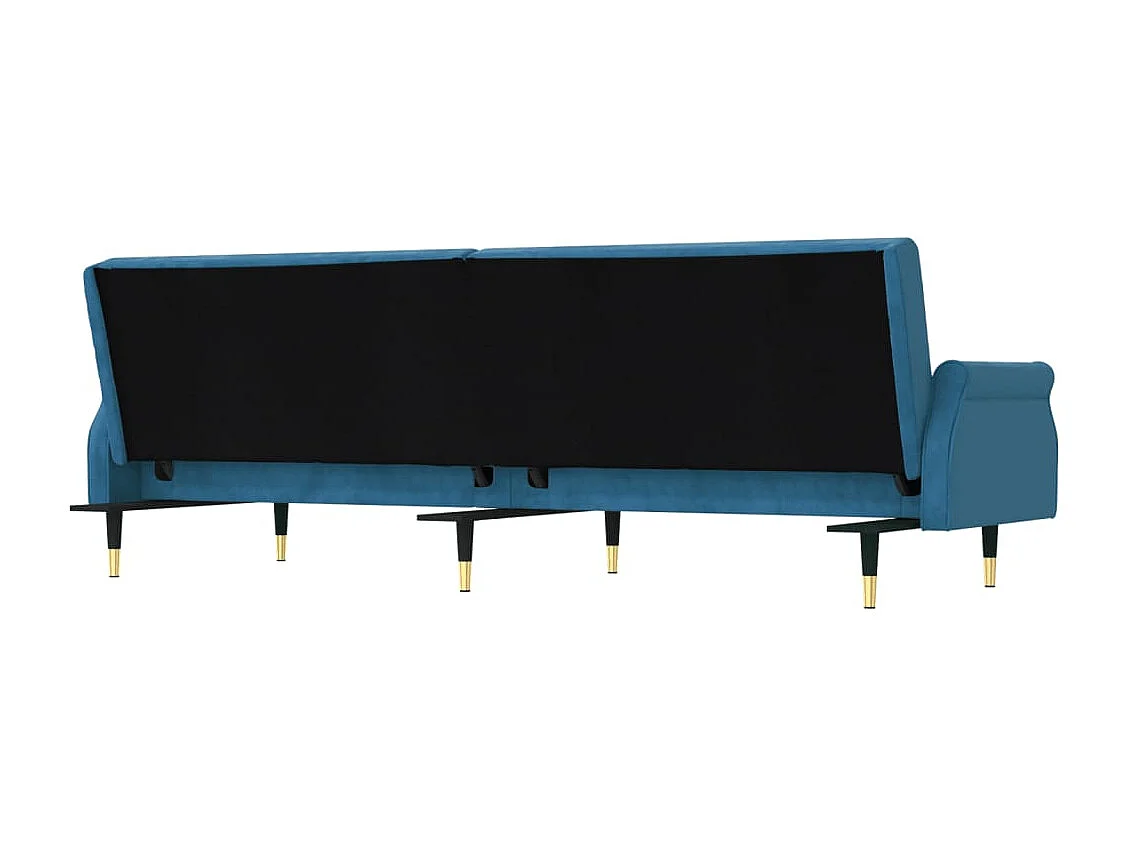 Slaapbank met kussens fluweel blauw