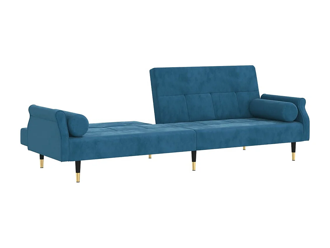 Slaapbank met kussens fluweel blauw