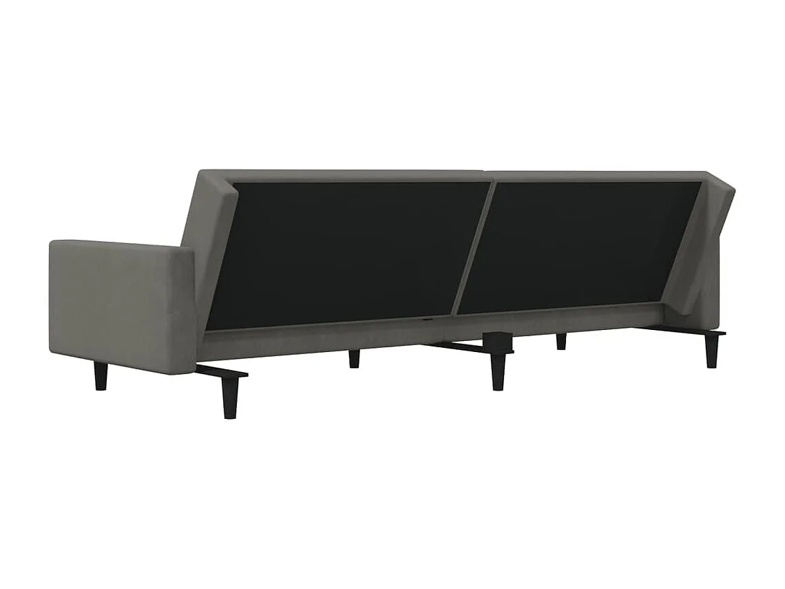 Sofá-cama 2 lugares com duas almofadas veludo cinzento-escuro