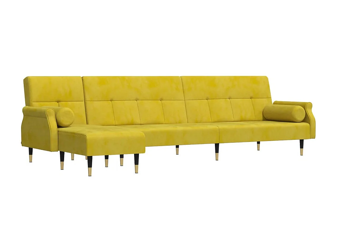 Divano Letto a L Giallo 271x140x70 cm in Velluto