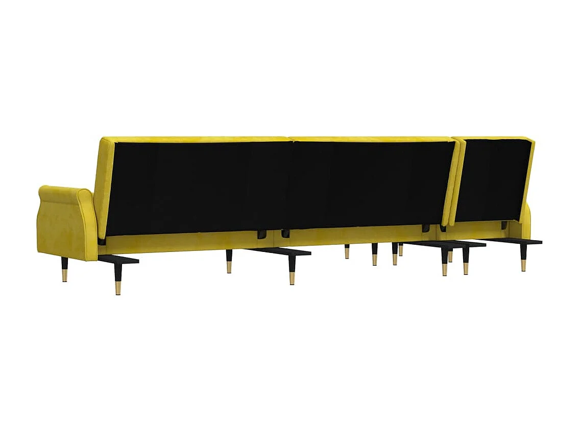 Divano Letto a L Giallo 271x140x70 cm in Velluto