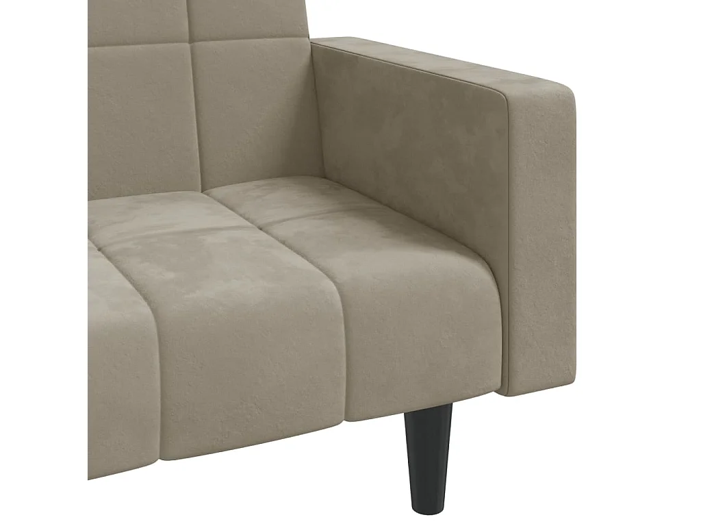 Schlafsofa 2-Sitzer mit 2 Kissen Hellgrau Samt