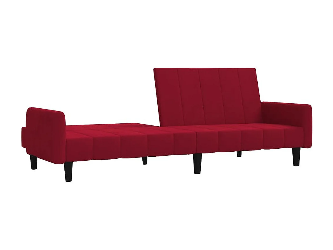 Sofá-cama de 2 lugares veludo vermelho tinto