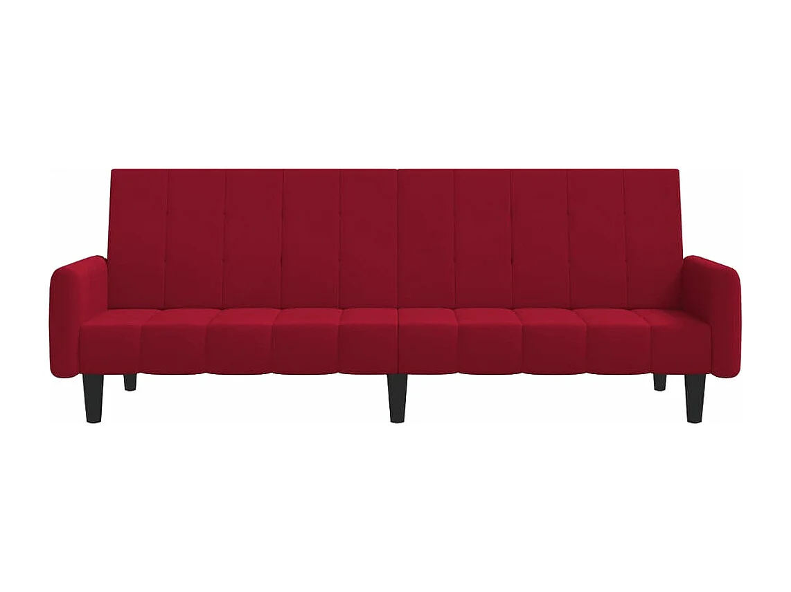 Sofá-cama de 2 lugares veludo vermelho tinto