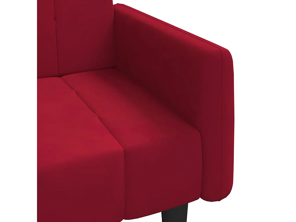 Sofá-cama de 2 lugares veludo vermelho tinto