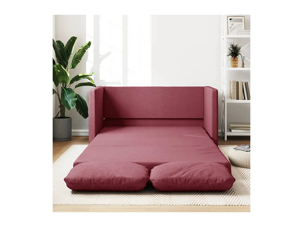Bodensofa mit Schlaffunktion Weinrot 112x174x55 cm Stoff