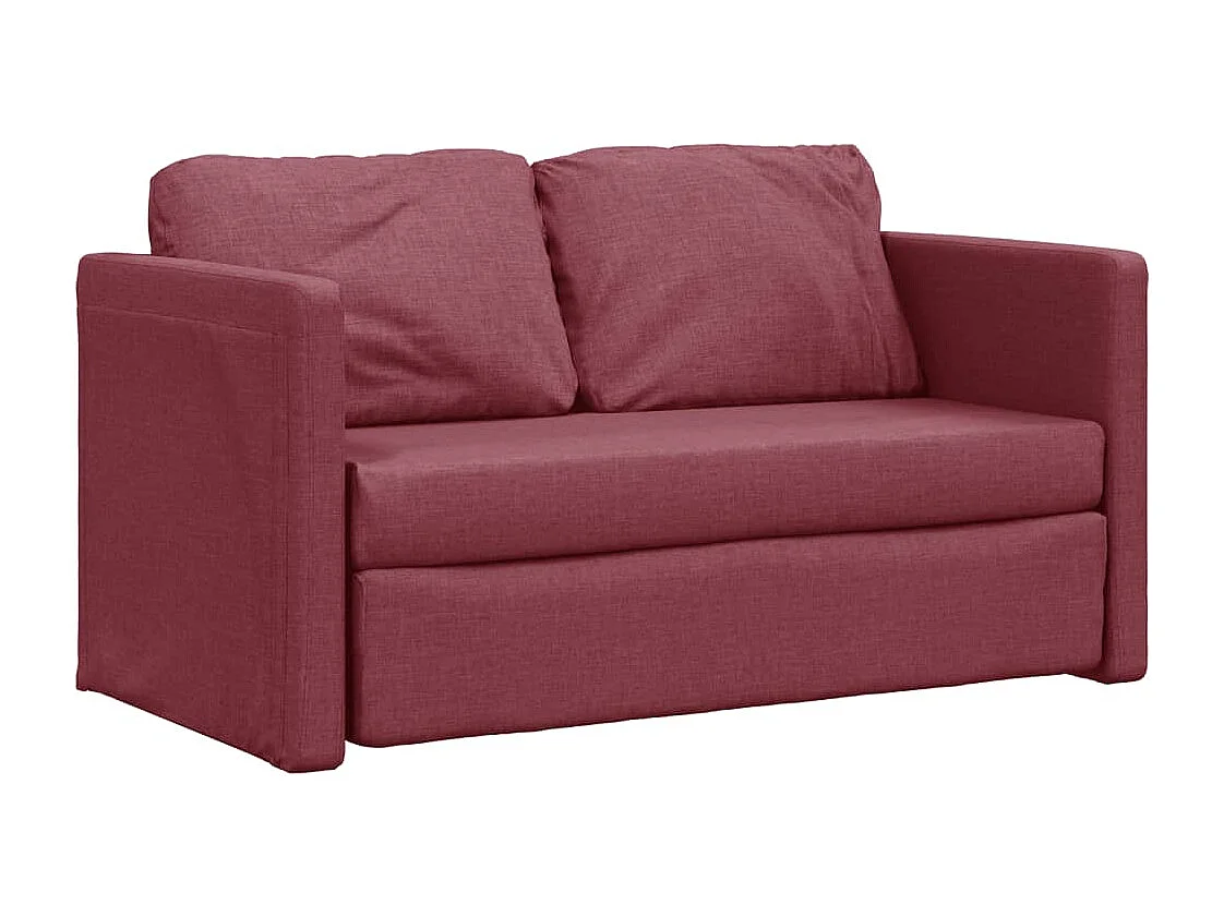 Sofá cama de suelo 2 en 1 tela rojo tinto 112x174x55 cm