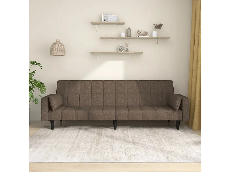 Schlafsofa 2-Sitzer mit 2 Kissen Taupe Stoff