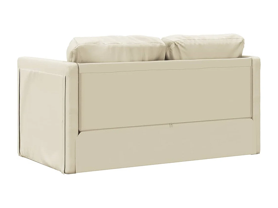 Sofá cama de suelo 2 en 1 cuero sintético crema 112x174x55 cm