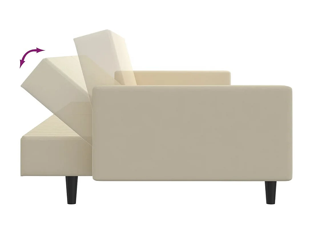 Schlafsofa 2-Sitzer Creme Samt