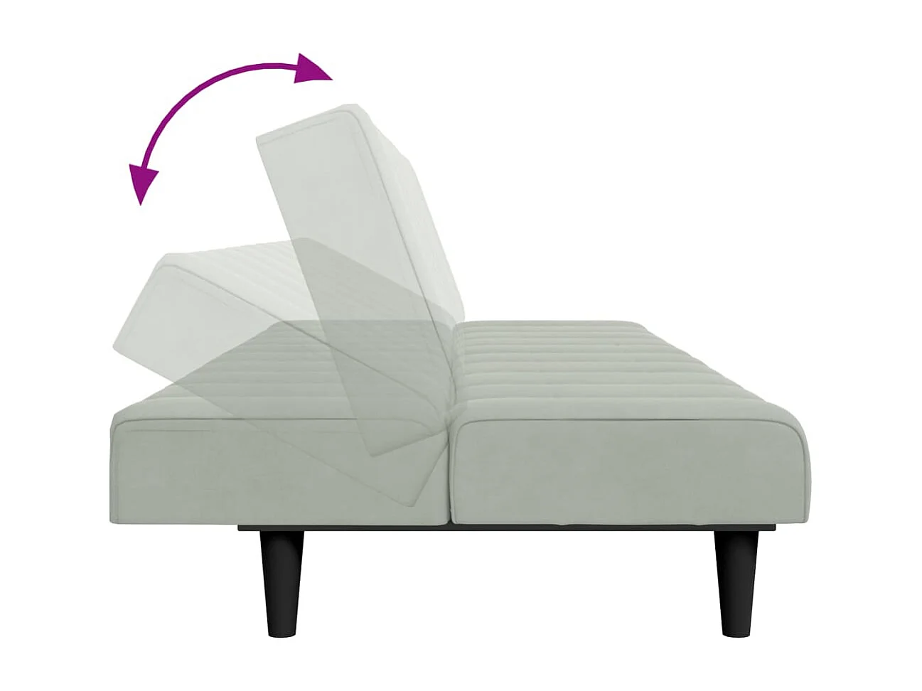 Sofá-cama 2 lugares c/ apoio de pés veludo cinza-claro