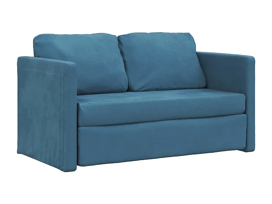 Slaapbank vloermodel 2-in-1 122x204x55 cm fluweel blauw