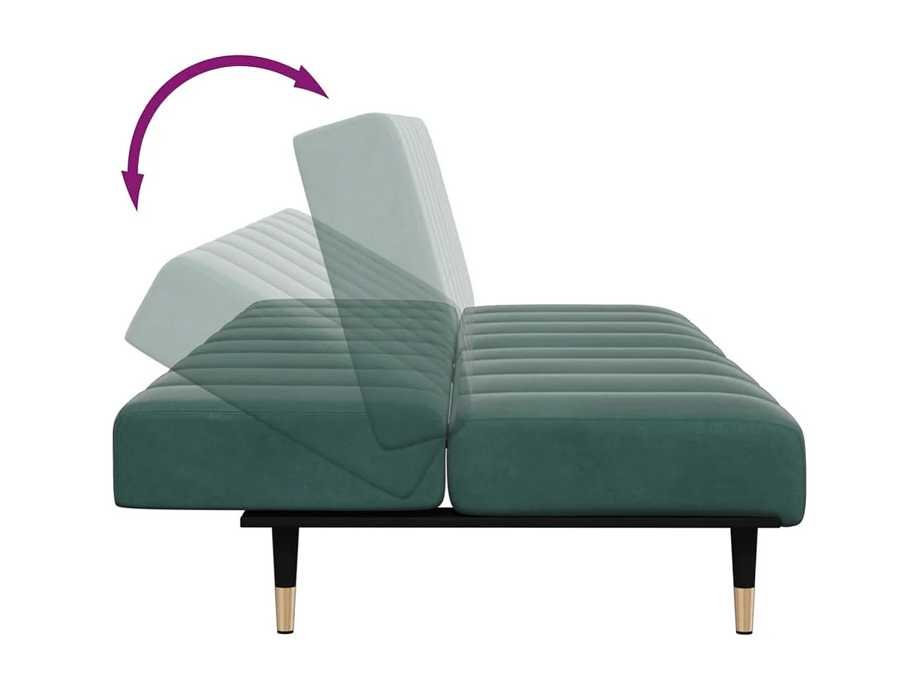 Sofá-cama 2 lugares c/ apoio de pés veludo verde-escuro